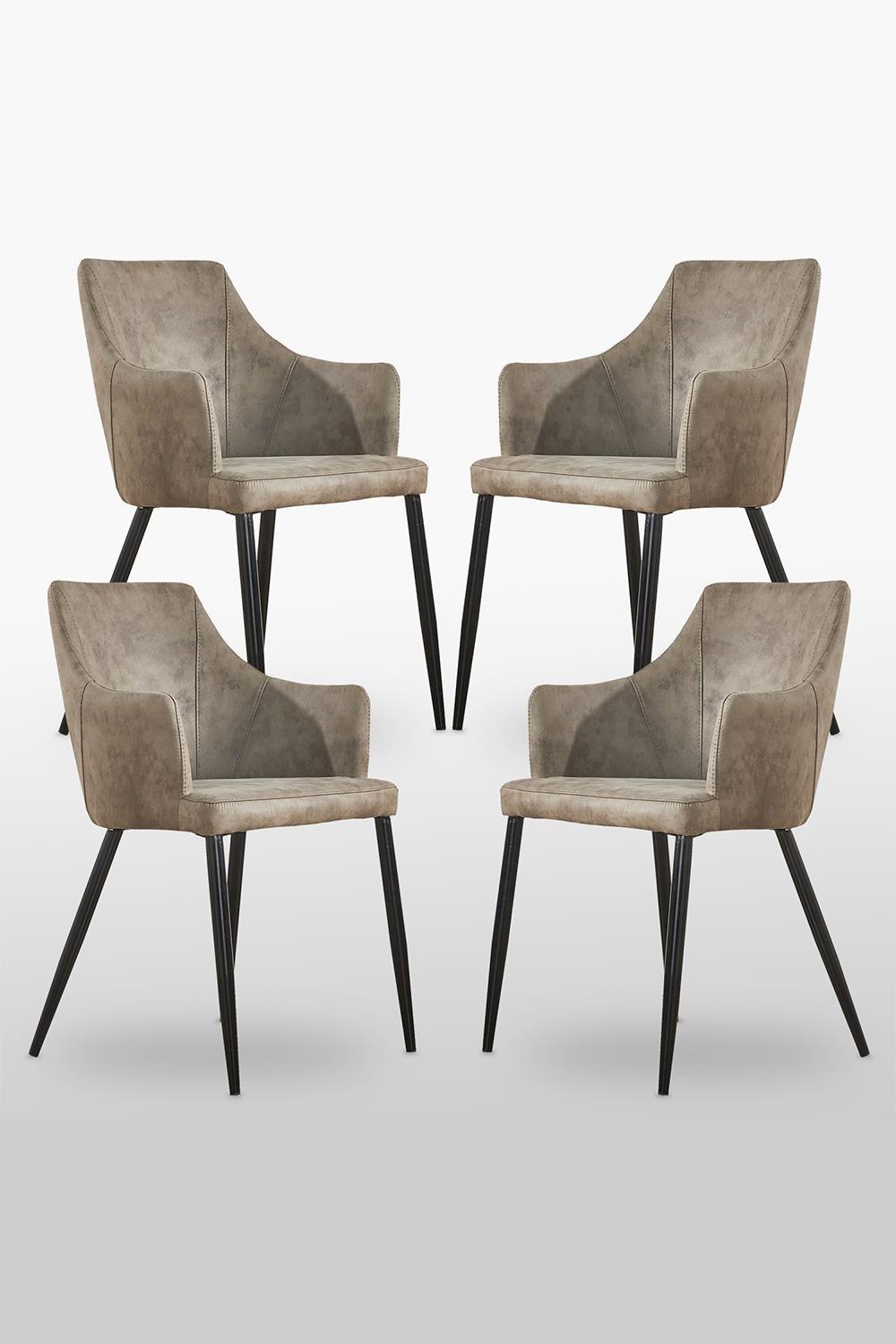 Set of 4 'Zarah Leather Dining Chairs' Upholstered Dining Armchair